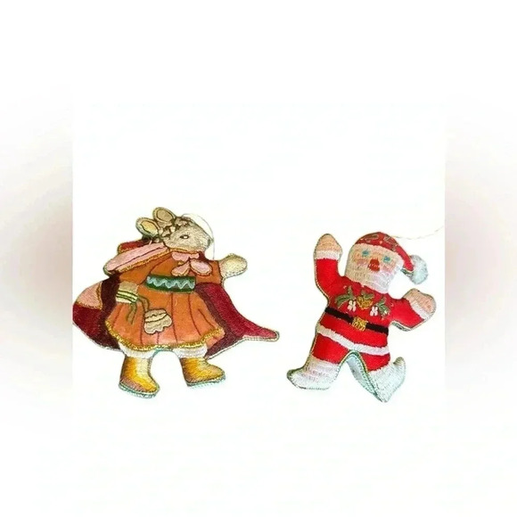 Embroidered Old World Santa/Rabbit Christmas Vintage Ornaments - Picture 2 of 13